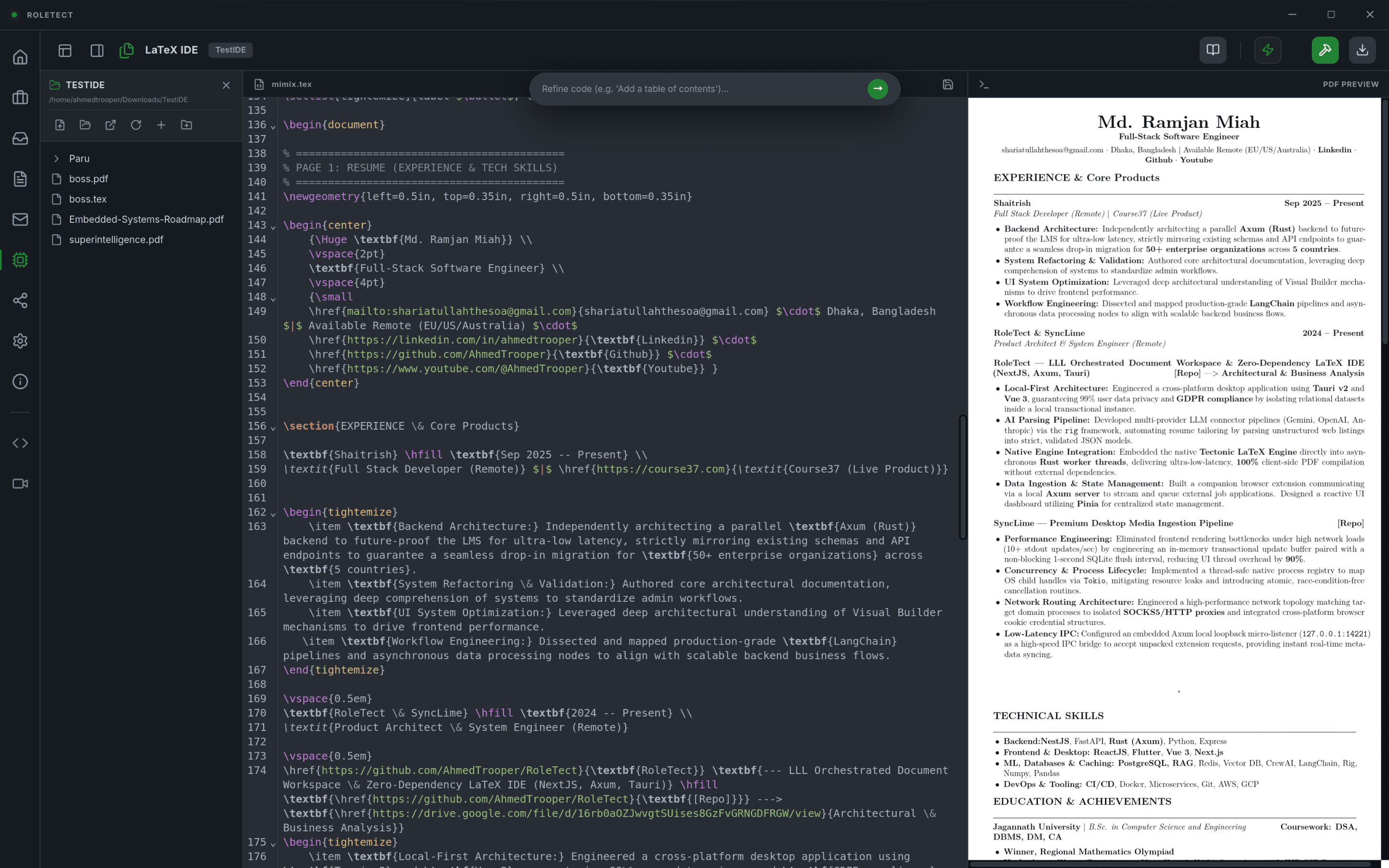 Integrated LaTeX CodeMirror IDE